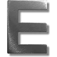 Métal Lettre E – en acier inoxydable brossé avec film adhésif 3 M – Hauteur 4 cm